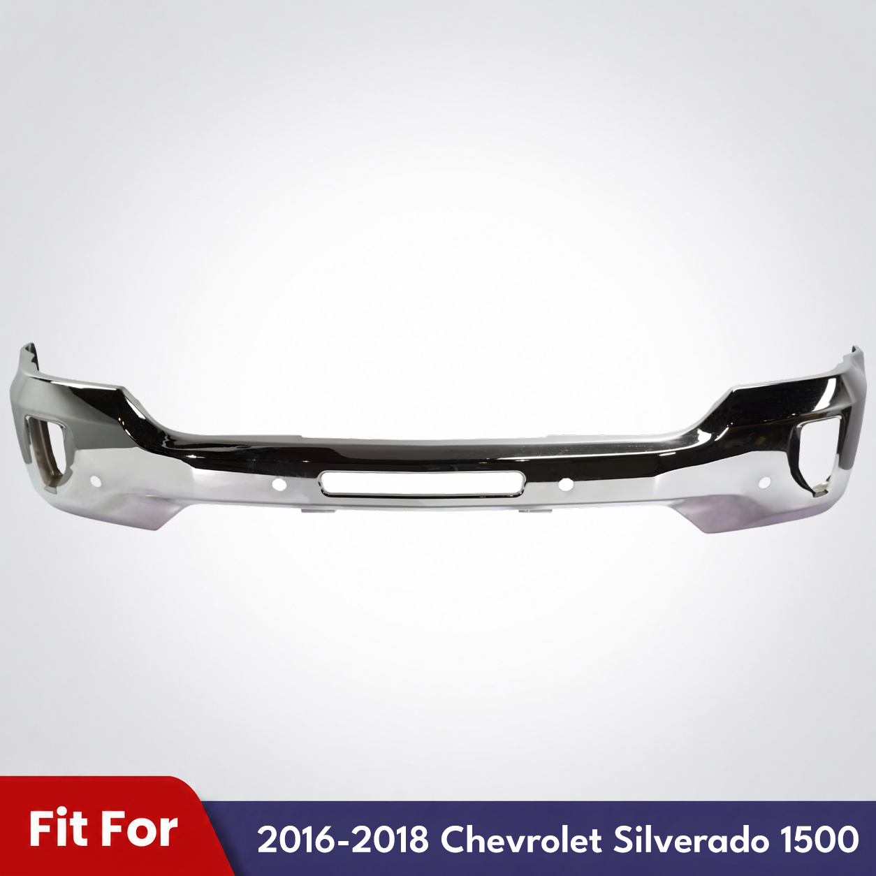 1 Piece Front Bumper Chrome For 2016-2018 Chevrolet Silverado 1500